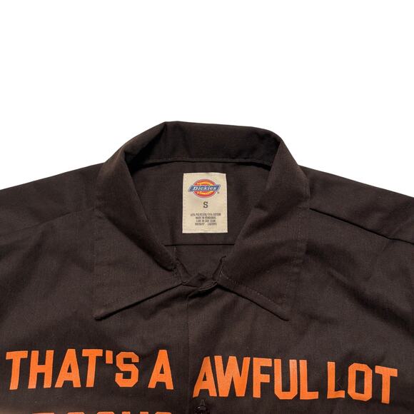 BNWT Awful Lot Of Cough Syrup Dickies Long Sleeve Button Up Shirt Brown S - Picture 2 of 4